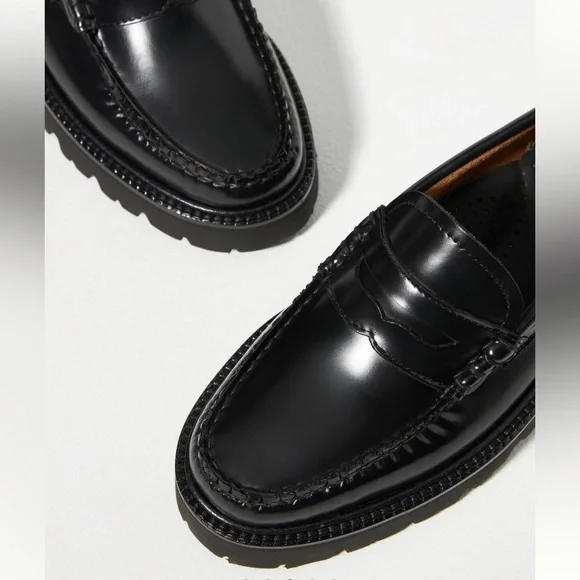 ANTHROPOLOGIE G.H. Bass WEEJUNS Whitney Super Loafer Black Leather Loafers - Picture 3 of 10